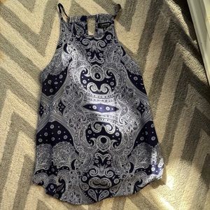 navy paisley print blouse